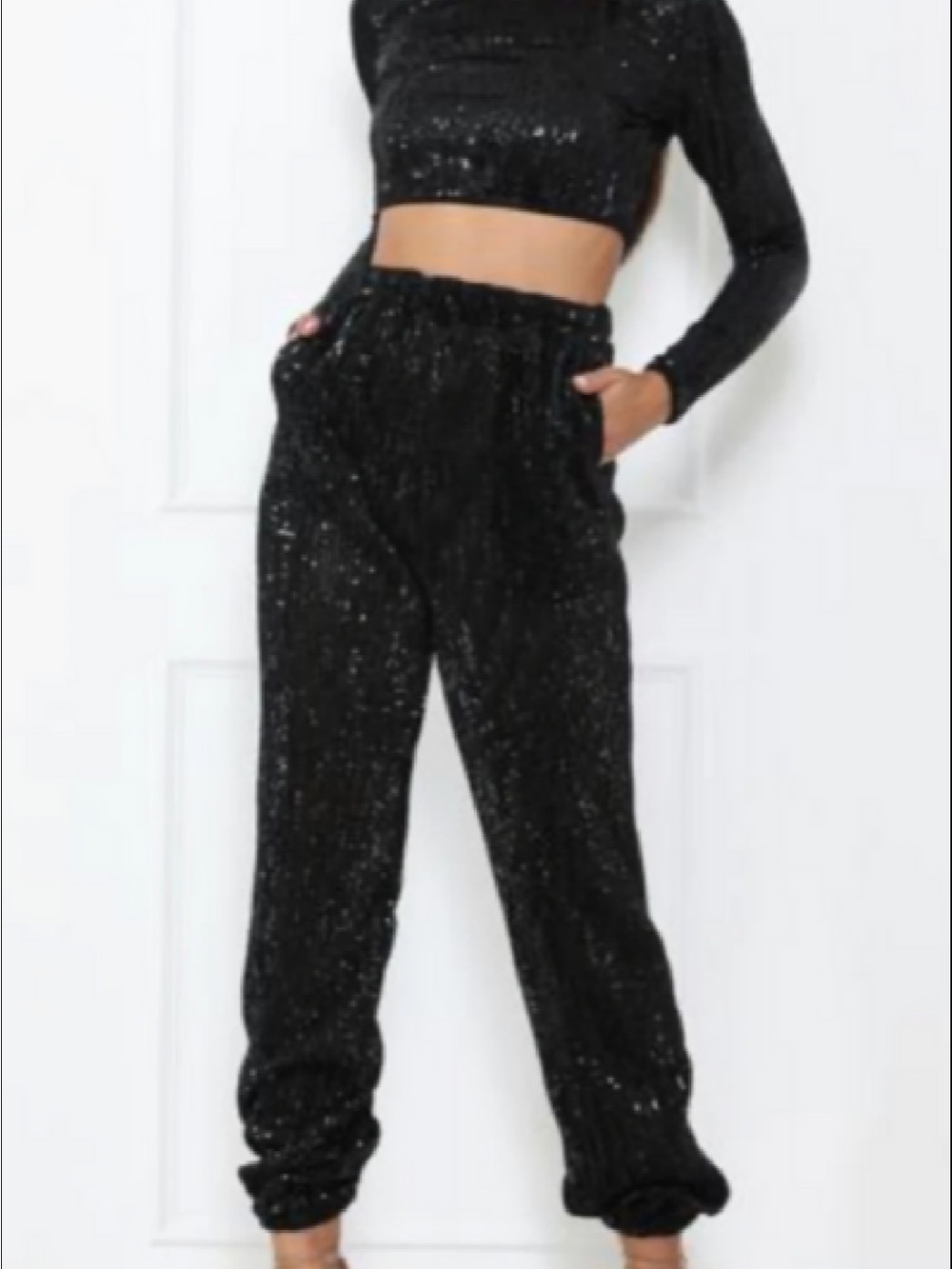 Abyss By Abby Black Sequin Ace Pants